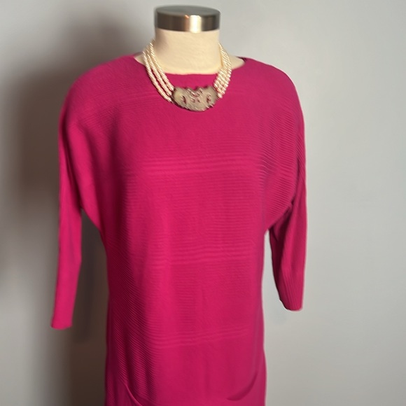 Renuar Dolman Sleeve Sweater Knit Dress hot pink with pockets!! - Picture 6 of 7